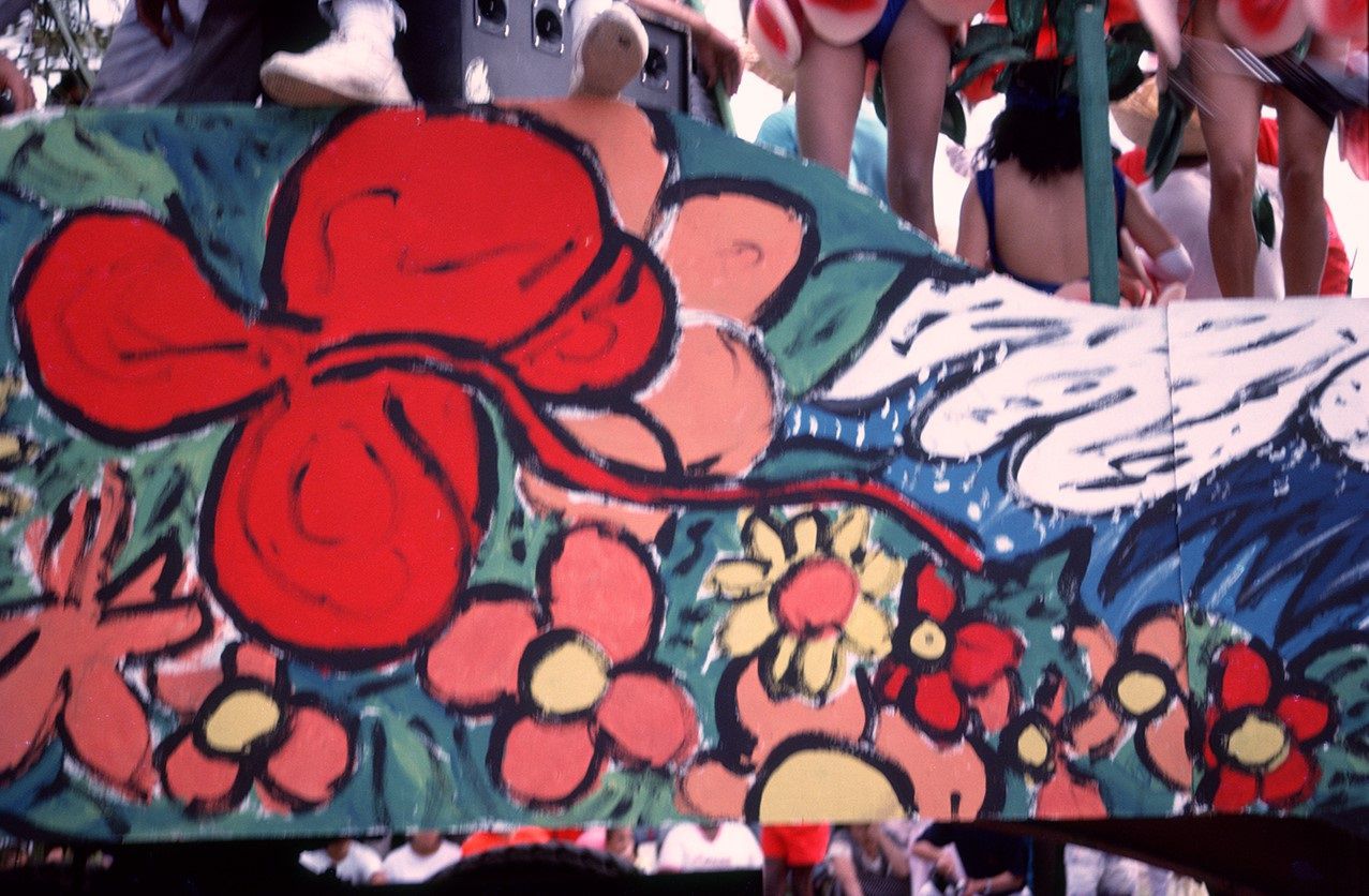 Las carrozas, además de los personajes, también juegan un papel protagonista en el desfile del carnaval. Estas suelen estar pintadas con los diseños y colores representativos de cada grupo.