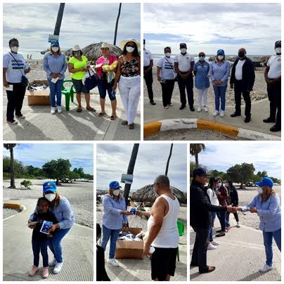 Directora Regional de Turismo entrega kits de higiene en playas de Barahona.