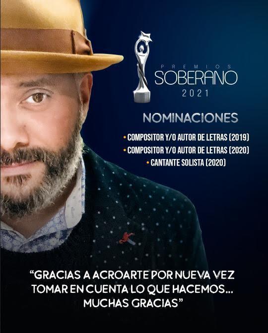 Pavel Núñez con tres nominaciones a Premios Soberano, como cantante solista y compositor del año