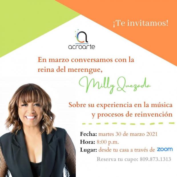 ACROARTE conversará con la merenguera Milly Quezada