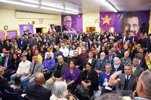 Parte de los asistentes a la Asamblea General Evaluativa de la seccional del PLD en esta ciudad.