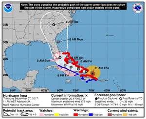 Bandas nubosas asociadas a Irma inciden en territorio nacional