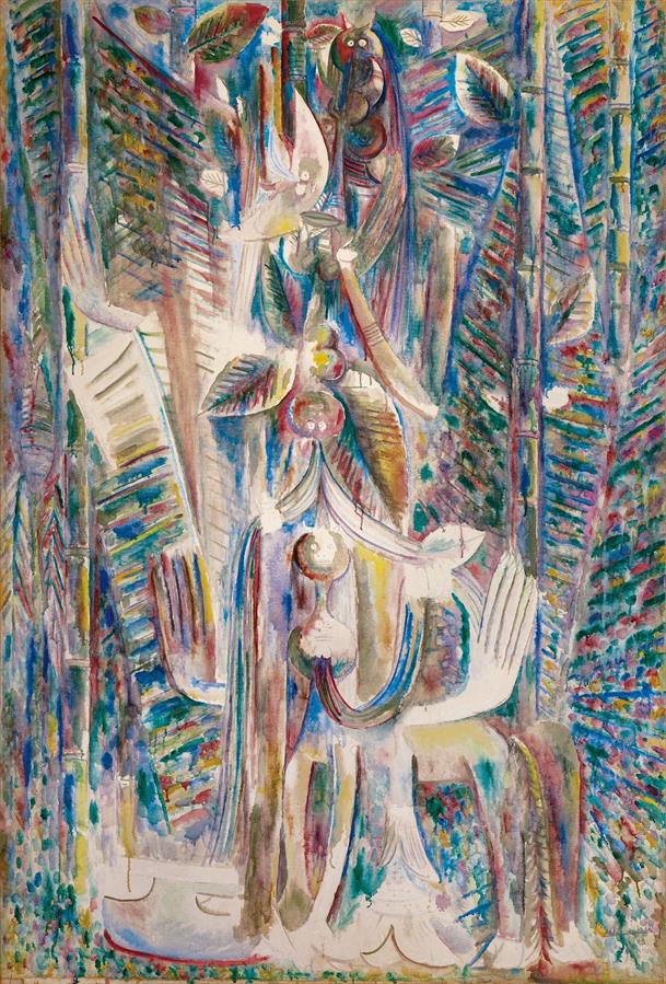 otografía cedida por Sotheby's donde se muestra la obra 'Omi Obini' (1943) del cubano Wifredo Lam que se venderá por un mínimo de 8 millones de dólares.