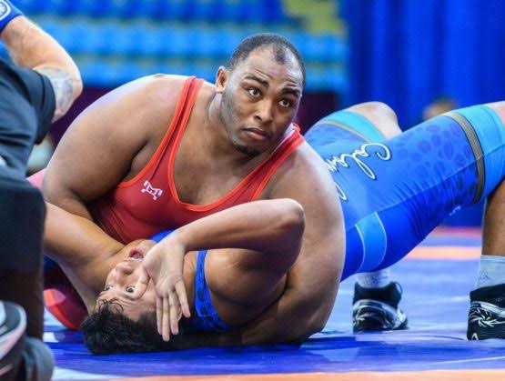 Leo Dalis Santana, en el combate final de los 130 kilos masculino, donde ganó el oro.