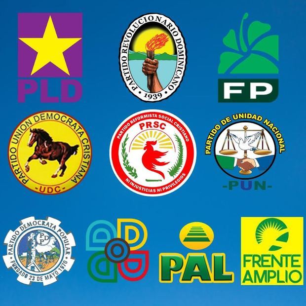 Logotipo de los distintos partidos políticos de la República Dominicana.