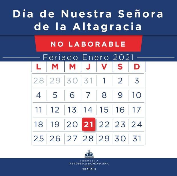 Ministerio de Trabajo reitera feriado Día de la Altagracia “no se cambia”