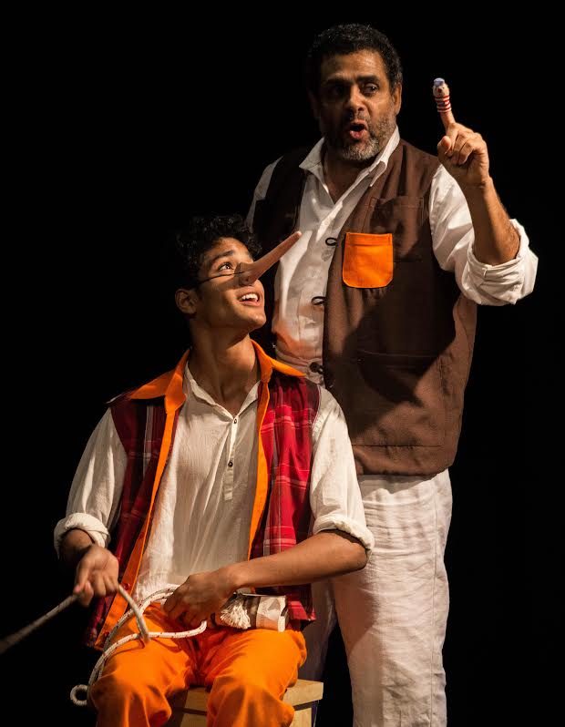 Dimitri y Claudio Rivera en 'Pinocho' en el Teatro Guloya.