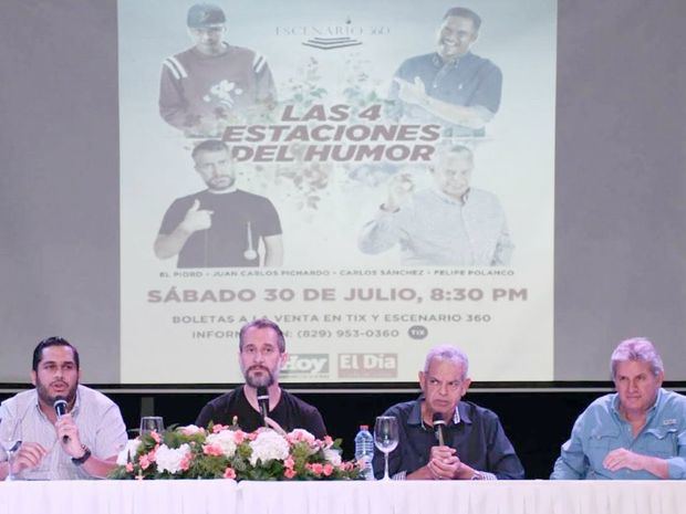Juan Carlos Pichardo, Carlos Sánchez y Felipe Polanco, Boruga, acompañado del productor general Joaquín Geara.