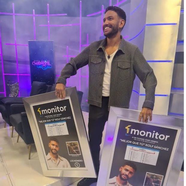 Rolf Sánchez feliz con sus dos premios Monitor Latino.