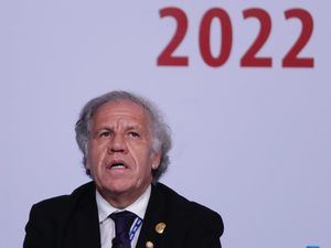 El secretario general de la OEA, Luis Almagro, participa de la clausura de la 52 Asamblea General de la OEA, en Lima, Perú.