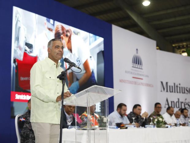 Joel Santos Echavarría, encabeza el acto de inauguración de las operaciones del Sistema Nacional de Atención a Emergencias y Seguridad 911 en el municipio Jarabacoa