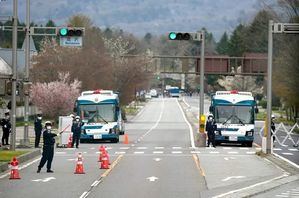 Medidas de seguridad en la zona donde se reúnen los ministros de Exteriores del G/, hoy en Karuizawa, Japón.