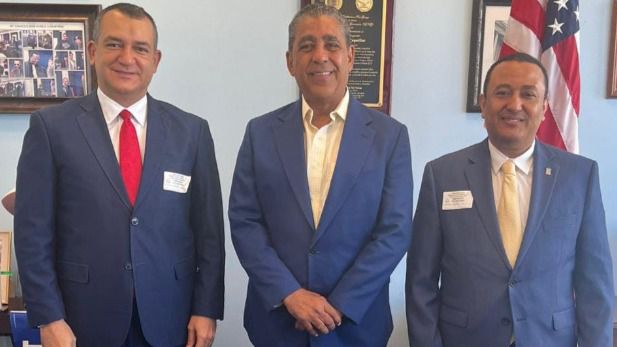 Presidente de la JCE, Román Jáquez, Adriano Espaillat, congresista y Well Sepulveda.