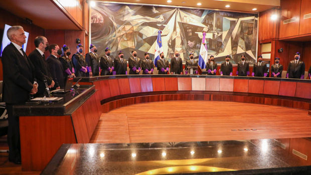 El presidente Luis Abinader asistió este jueves a la audiencia solemne realizada en la Sala Augusta de la Suprema Corte de Justicia, SCJ.