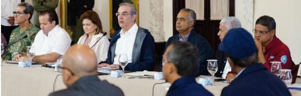 El presidente Luis Abinader durante una rueda de prensa en el Palacio Nacional.