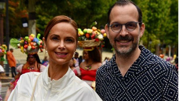 Maria Eugenia Mañón y David Puig, embajador dominicano en Francia.