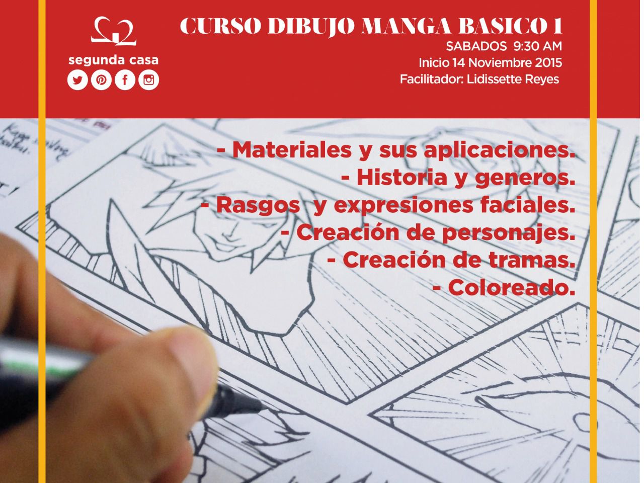 Curso Dibujo Básico de Manga, este sábado 14 en Segunda Casa