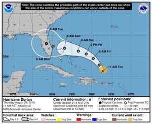 Dorian se aleja de Puerto Rico y avanza como peligroso huracán hacia Florida