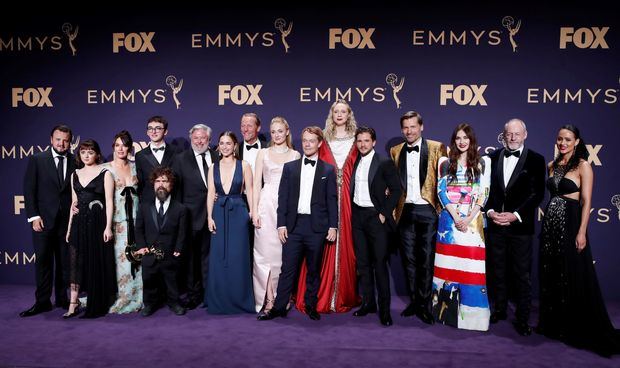 The cast and crew of 'Game of Thrones' after winning the Emmy for Best Drama Series for at the 71st annual Primetime Emmy Awards ceremony held at the Microsoft Theater in Los Angeles, California, USA.