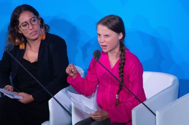 Greta Thunberg, una activista climática de 16 años de Suecia, se dirige a los líderes mundiales al comienzo de la Sumisión de Acción Climática de 2019, que se lleva a cabo antes del Debate General de la Asamblea General de las Naciones Unidas, en las Naciones Unidas sede en Nueva York.