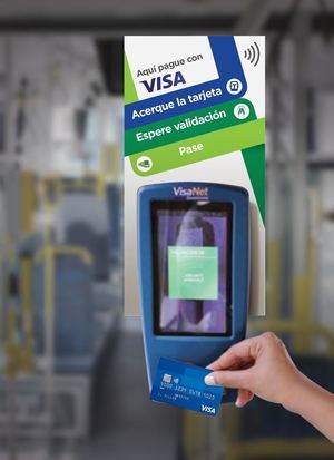 Se usarán tarjetas Visa contactless para pagar transporte masivo en la ruta 27 de Febrero