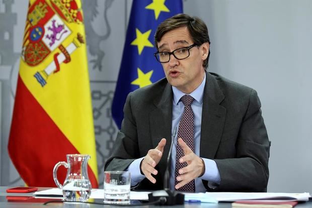 El ministro de Sanidad, Salvador Illa, durante la rueda de prensa ofrecida este martes tras el Consejo de Ministros. 