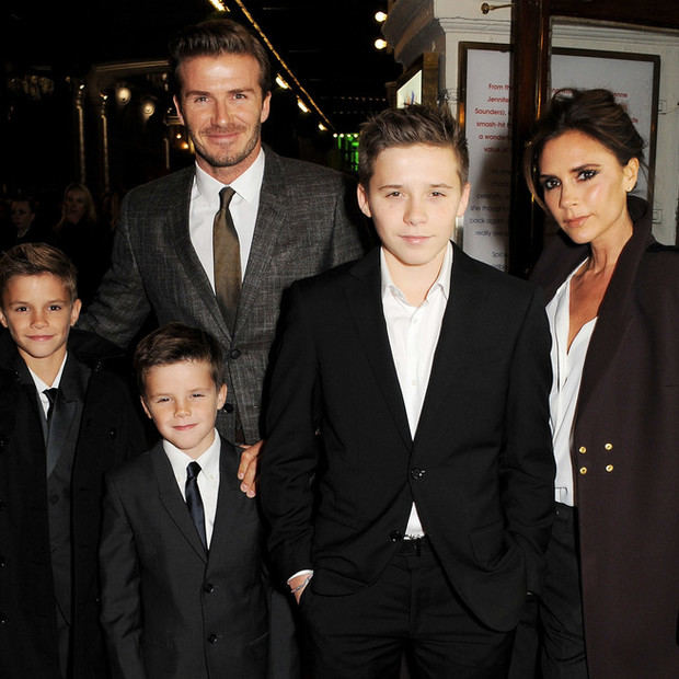 Los Beckham con sus varones en 2012.