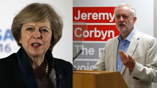 Theresa May/ Jeremy Corbin