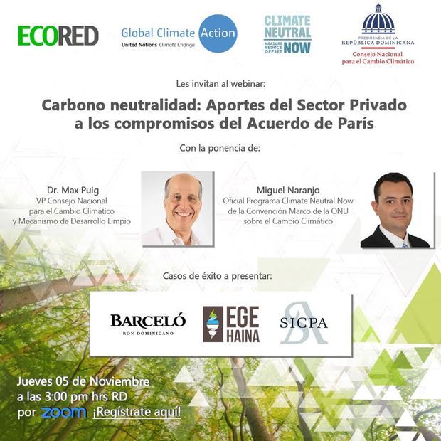 Invitación Webinar Carbono neutralidad compromisos sector privado.