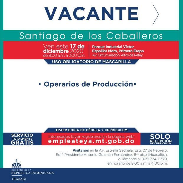 Ministerio de Trabajo invita proceso de reclutamiento en Santiago de los Caballeros
