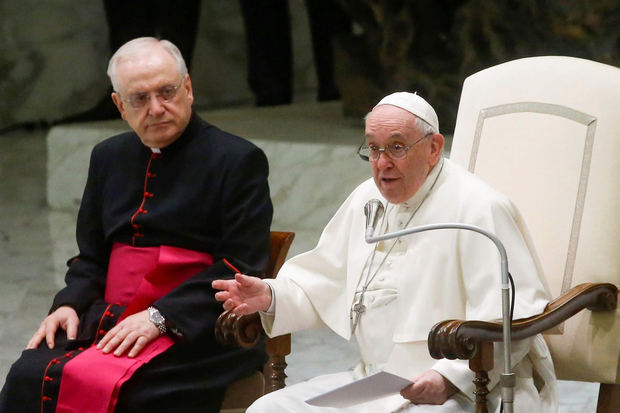 El papa Francisco en la audiencia general de los miércoles en el Aula Pablo VI, en el Vaticano.