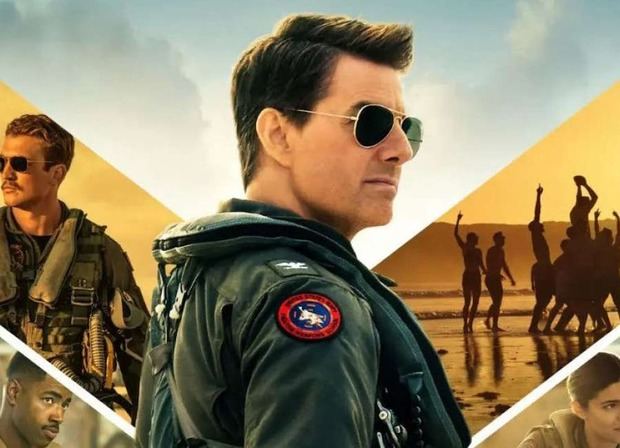 En el centro  Tom Cruise en el afiche de la película 'Top Gun: Maverick'.
