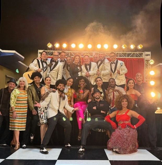 Durante la filmación del video La Vecina.