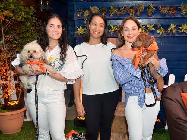  Karla Sebelen, Roselyn O'Neil y Carolina Otero juntos a las mascotas Stella y Joy.