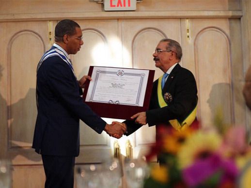 El presidente Danilo Medina y el primer ministro, Andrew Holness.