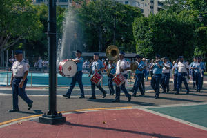 La banda del Cuerpo de Bomberos de Santo Domingo acompaño la caminata nombrada como el “Sendero de la memoria”.