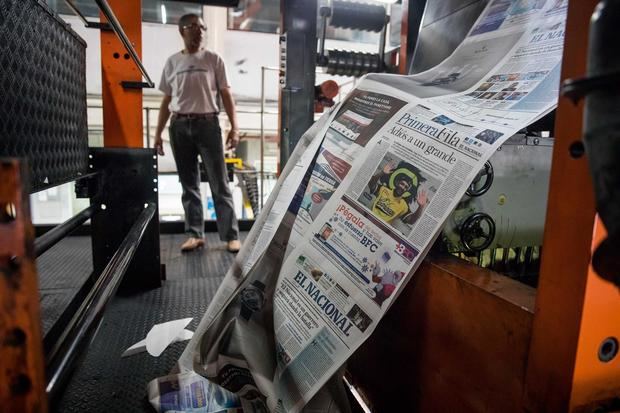 Vista de maquinas rotativas, donde se imprime el diario El Nacional, en Caracas, Venezuela.