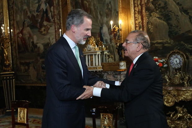 Rey de España Felipe VI recibe al presidente Danilo Medina, en Palacio Real de Madrid.