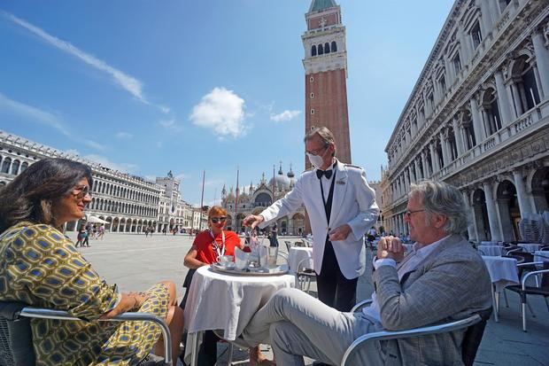 Café Florian en Venecia en foto de archivo.