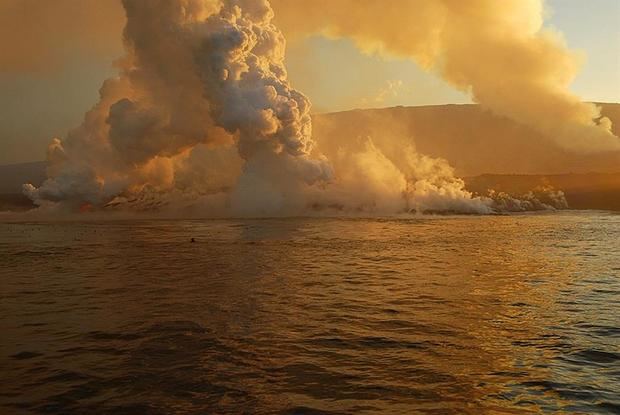 Vista del volcán La Cumbre en la isla Fernandina del archipiélago ecuatoriano de Galápagos (Ecuador). 
