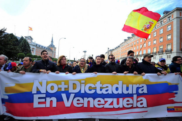 Un grupo de manifestantes venezolanos. 