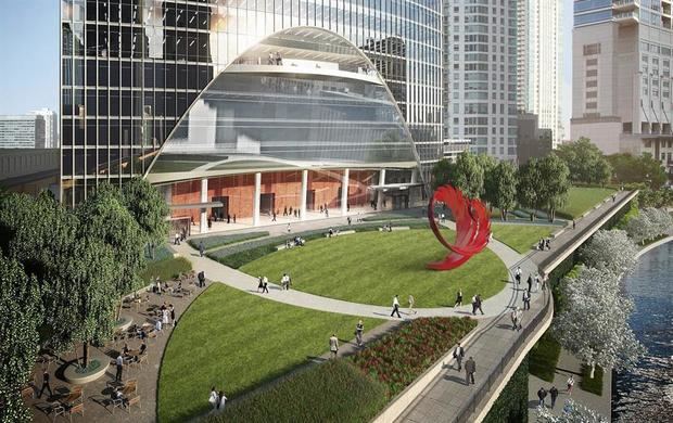 Fotografía cedida por Hines e Ivanhoé Cambridge de un boceto artístico de la escultura 'Constellation' del arquitecto español Santiago Calatrava en el parque River Point en Chicago, Illinois.