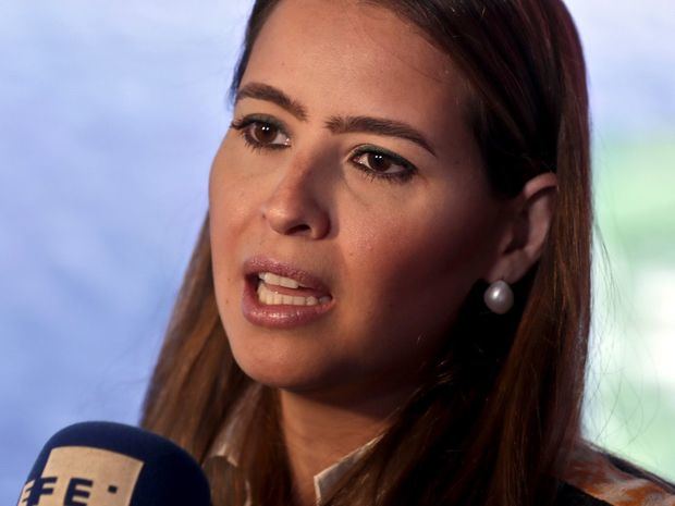 La Secretaria de Estado en el Despacho de Comunicaciones y Estrategia de Honduras, María Andrea Matamoros, durante la inauguración del VII Foro Internacional de Marca País este lunes en Tegucigalpa, Honduras.