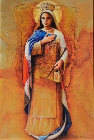 Representación de la Virgen de las Mercedes, patrona de la República Dominicana, autoría de Dustin Muñoz. 