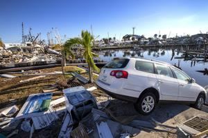 Vista, este 2 de octubre de 2022, de los estragos causados por el huracán Ian en Fort Myers Beach, Florida.