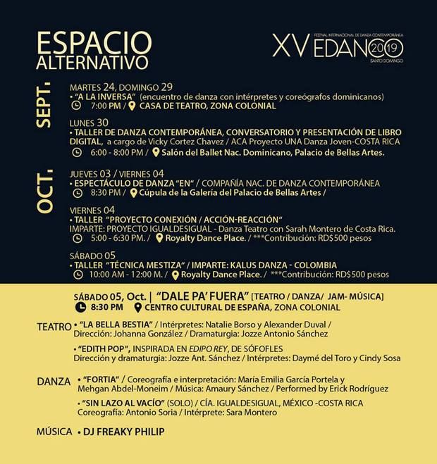 Calendario de presentaciones de Edanco 