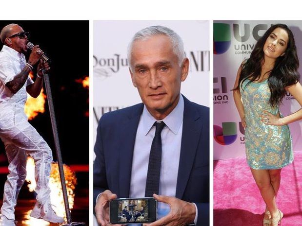 Combo de fotografías de archivo que muestran (i-d) a Ozuna, una de las estrellas de la música latina más famosas del momento, al periodista mexicano Jorge Ramos y a la actriz colombiana Danna García. 