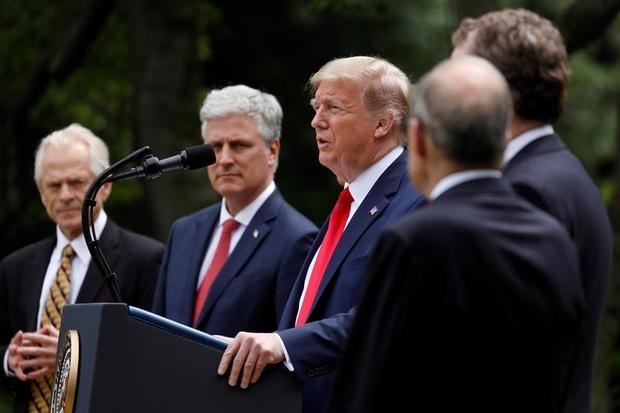 El presidente de los Estados Unidos, Donald J. Trump, pronuncia comentarios sobre China en el Jardín de las Rosas en la Casa Blanca en Washington, DC, EE. UU.