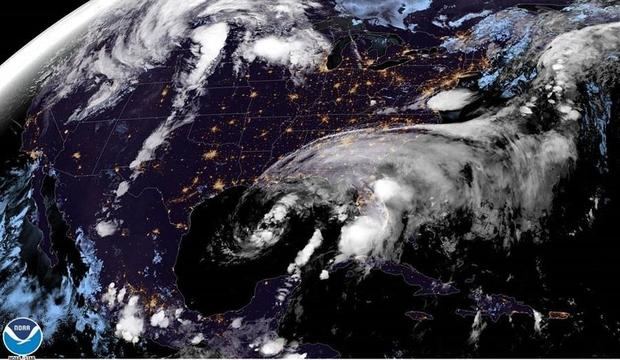 Fotografía cedida por la Administración Nacional Oceánica y Atmosférica (NOAA), enviada por el Centro Nacional de Huracanes (NHC), en la que se registró la localización de la tormenta tropical Cristóbal a las 23:01 hora local (3:01 GMT). 