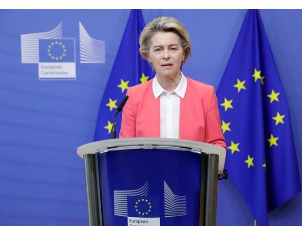 La presidenta de la Comisión Europea (CE), Ursula Von der Leyen, este domingo en Bruselas.